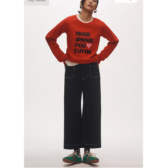 Anthropologie The Colette Cropped Wide-Leg Pants Ponte Contrast Edition 27 - Picture 1 of 5